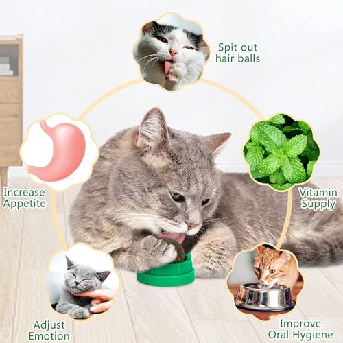 3 Pack Catnip Balls, Catnip Ball for Cats Wall, Edible Kitty Toys for Cats Lick, Safe Healthy Kitten Chew Toys, Teeth Cleaning Dental Cat Toys, Cat Wall Treats (1, Green)