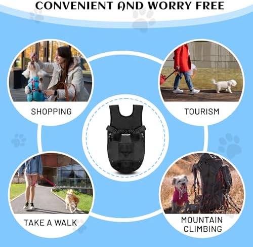 Petmolico Pet Dog Carrier Backpack, Adjustable Dog Legs-Out Front Backpack, Hands-Free Cat Pup Front Carrier Travel Bag, Easy-fit for Traveling Hiking for Small Medium Dogs, XL, Black