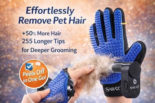 Upgraded Pet Grooming Spray Glove with Built-in Water Mister for Dogs, Cats & Horses - 2-in-1 Silicone Deshedding & Massage Glove, Anti-Static Fine Mist Sprayer, Removes Loose Hair, USB Rechargeable