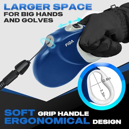 Fida Upgraded Retractable Dog Leash, 30ft, Heavy Duty, Blue