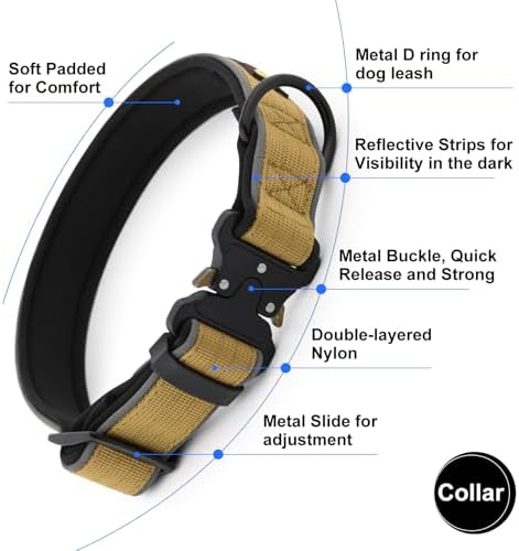 Plutus Pet Tactical Dog Collar, Reflective, for Small Medium Large Dogs