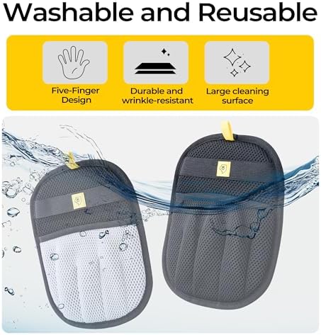 2 Pack Pet Hair Removal Glove for Dogs & Cats - Cat Hair Remover & Dog Hair Removal Tool, Electrostatic Reusable Pet Hair Glove for Furniture, Laundry, Couch, Carpet & Car Seat (Gray/Black Combo)