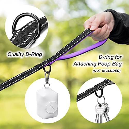 PHOEPET 5 Feet Heavy Duty Dog Leash - Reflective - Soft Padded Handle