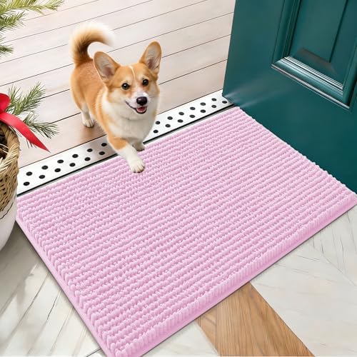 OLANLY Dog Door Mat for Muddy Paws 24x16, Extra Absorbent Chenille Mud Mat