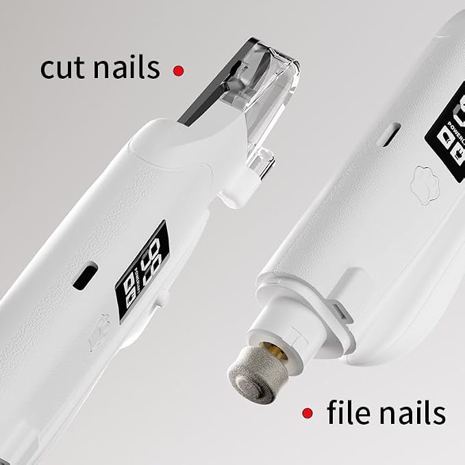 2 in 1 Nail Clippers with Grinder for Dog & Cat, Electric Rechargeable Claw Trimmer with LED, Safety Guard & Long Battery Cordless-Quiet Grooming for Pets, with 1 Hair Remover Glove