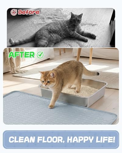 ANWA Waterproof 34" x 22" Large Litter Box Mat, Silicone Litter Mat