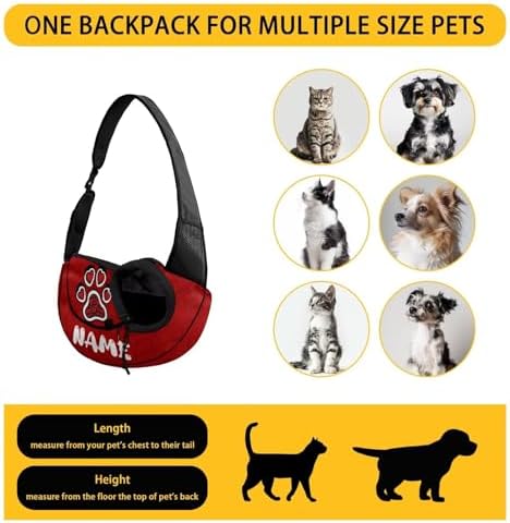 COEQINE Personalized Red Dog Paw with Name Puppy Carrying Bag Custome