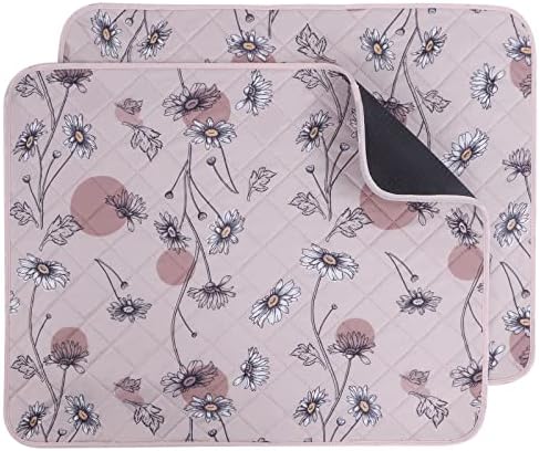 IEUUMLER Washable Pee Pads for Dogs, 2 Pack Non-Slip & Waterproof Pack Whelping Pad, Reusable Washable Puppy Potty Training Pad with Fast Absorbent for Playpen EU007 (Pink Daisy, 41"X41"-2pcs)