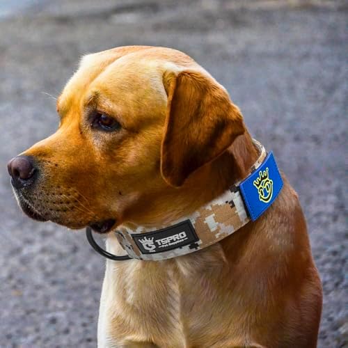 TSPRO Tactical Dog Collar, Heavy Duty Quick Release Metal Buckle and Patch