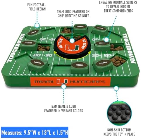 Pets First NCAA Miami University Large Puzzle Toy, Dog Puzzle Treat Toy, New Large Size, Interactive Dog Treat Toy, Dog Slow Feeding Toy