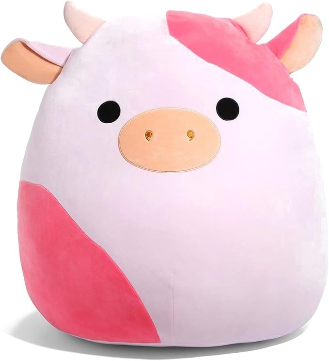 Squishmallow Official Kellytoy Collectible Plush Farm Squad Squishy Soft Animals Cows Pigs Chickens (Pink/Tan, Reshma Cow, 8 Inch)