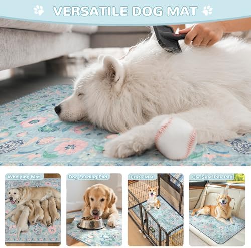 Lahome Botanical Washable Reusable Pee Pads for Dogs, 2 Pack, Blue, 36x36