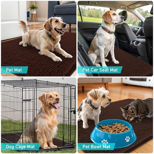 OLANLY Dog Door Mat for Muddy Paws 32x20, Super Absorbent Chenille Mud Mat