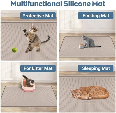 Lorvain Cat Litter Mats,45"x30" Extra Large Silicone Cat Mat for Litter Box