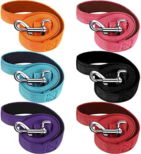 6 Pack Dog Leashes for Large Dogs, Reflective Nylon, Padded Handle, 5 ft