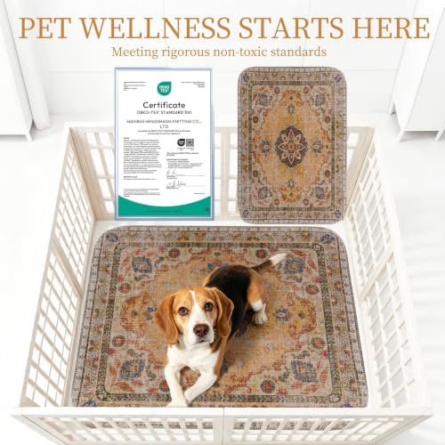 Homimp Washable Pee Pads for Dogs, 4 Pack Reusable Puppy Pads Waterproof, Absorbent and Leakproof Dog Pee Pads, Non Slip Puppy Training Pads, Pet Mat for Floor,Crate,Couch,Whelping,Khaki, 18"x24"