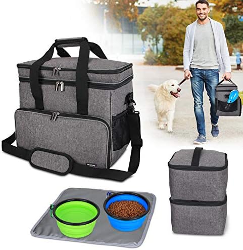Teamoy 2 Layer Dog Travel Bag, Pet Supplies Weekend Tote Organizer, Gray