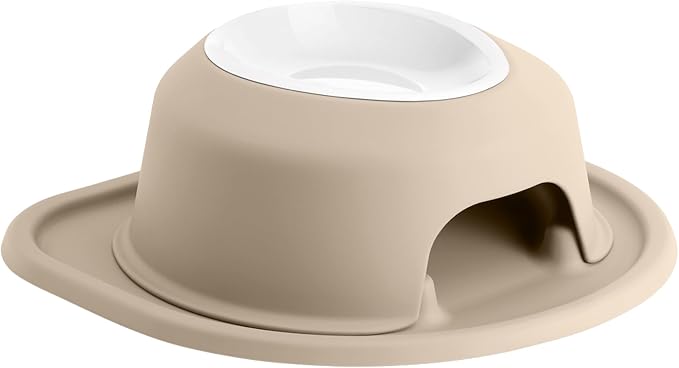 WeatherTech Single High Pet Feeding System w/Plastic Dog/Cat Bowls - 4" High Stand Tan (PSH1604TNTN)