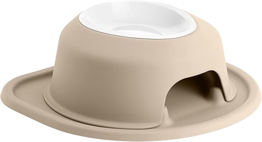 WeatherTech Single High Pet Feeding System w/Plastic Dog/Cat Bowls - 4" High Stand Tan (PSH1604TNTN)
