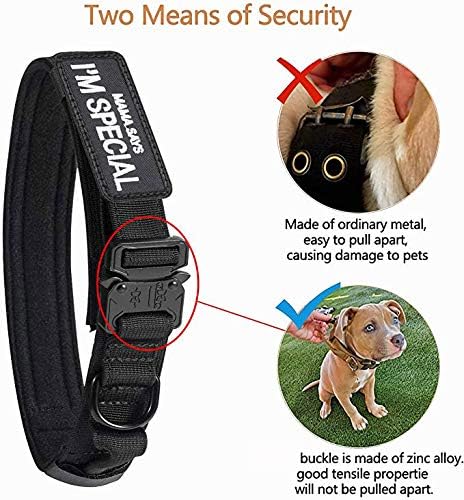 Tactical Dog Collar with USA American Flag - Military Dog Collar Thick with Handle - Heavy Duty Nylon K9 Collar Adjustable Metal Buckle for Medium Large Dogs M Chew Proof with 2 Patches