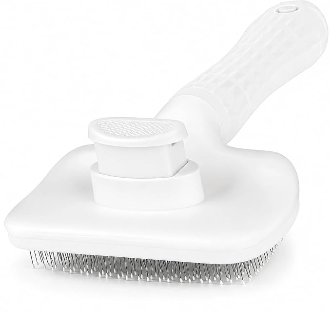 Self-Cleaning Slicker Brush, Dog Cat Bunny Pet Grooming Shedding Brush, Easy to Remove Loose Undercoat, Pet Massaging Tool Suitable for Pets with Long or Short Hair (White)