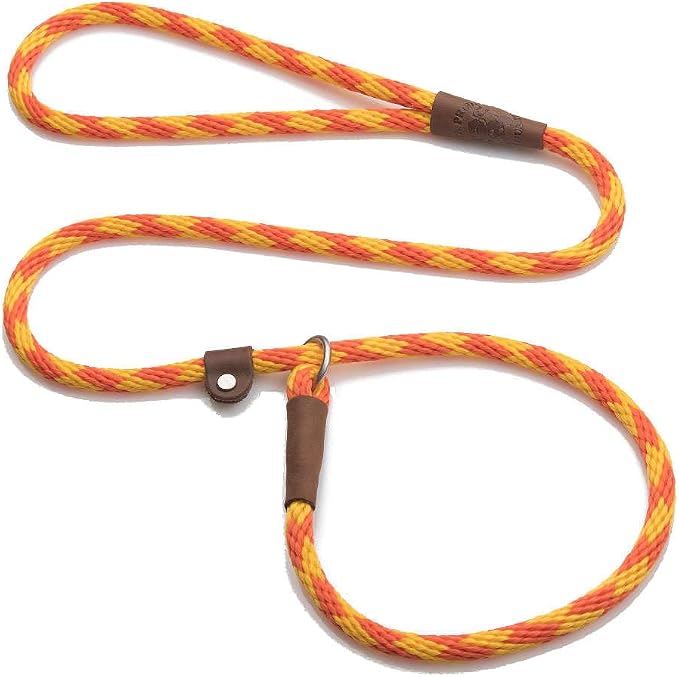 Mendota Pet Slip Leash - Dog Lead and Collar Combo - Made in The USA - Amber, 1/2 in x 4 ft - for Large Breeds