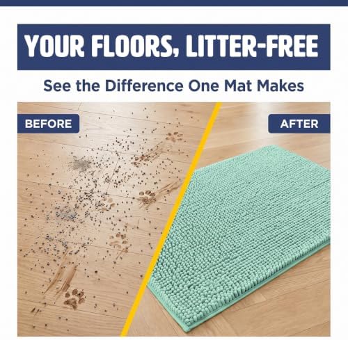 Muddy Mat® | Large Cat Litter Mat 36"x60", Litter Trapping Mat, Super Absorbent Scatter Control, Soft on Paws, Slip Resistant Washable Litter Mat, Traps Litter, Protects Floors, Seafoam Green