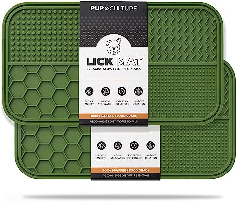 Pup Culture Dog Lick Mat for Dogs (2 Pack), Feeding Pad for Anxious Pets Plus 4 Different Puzzles for Mental Stimulation for Dogs - Supports Mental, Dental, and Digestive Health - Heavy Duty