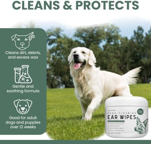 Deep Cleaning Dog Ear Wipes - 100 Wipes for Debris & Excess Wax