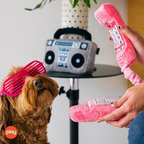 P.L.A.Y. Cute Plush Dog Toys - 1980s Classics Themed Durable Squeaker Crinkle Chew Toys, Great for Puppies & Small, Medium, Large Dogs - Machine Washable, Recycled Materials (5 Piece Set)