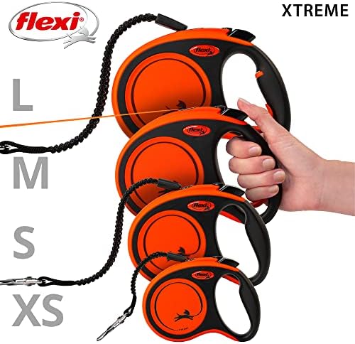 Flexi Xtreme Tape Orange & Black Extra Small 3m Retractable Dog Leash/Lead for Dogs up to 15kgs/33lbs