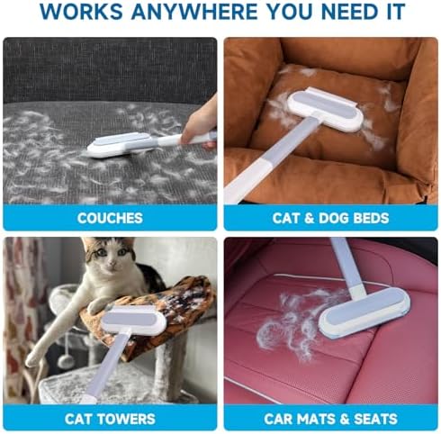 Cat and Dog Hair Remover for Couch & Furniture, Better Than Lint Rollers for Pet Hair, Reusable, Washable Fur Cleaner for Carpets, Clothing, Bedding, Portable Multi-Surface Tool for Home & Car