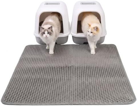Cat Litter Mat, Double Layer Litter Trapping Mat, Gray (47" x 35")