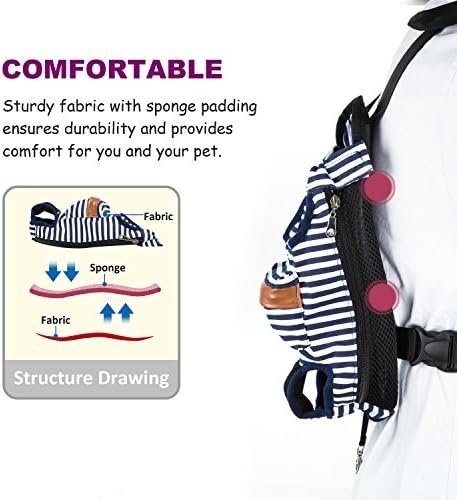 GEEPET Legs Out Front-Facing Dog Carrier Hands-Free Adjustable Pet Puppy Cat Backpack Carrier for Walking Hiking Bike and Motorcycle (Medium, Stripe)