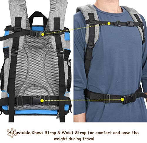 Solaris Adjustable Pet Carrier Backpack for Dogs and Cats, Puppies, Portable Cat Carrier Backpack with Bottle Pocket, Two Mesh Window for Breath