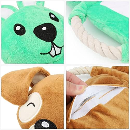 Squeaky Plush Dog Toy - Funny Stuffed Rabbit Chew Toy, Cute Pet Birthday Gift for Small, Medium and Large Dogs (Brown)
