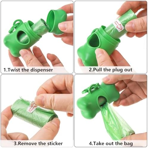 Fasmov 56 Pack Dog Poop Trash Bag Holder Dispenser Dog Poop Waste Bag Holder, Leak Proof, Dispenser Pet Waste Disposal Bag for Leash with Hook, PET Waste Bags for Walking Dogs Outdoor, Multiple Colors