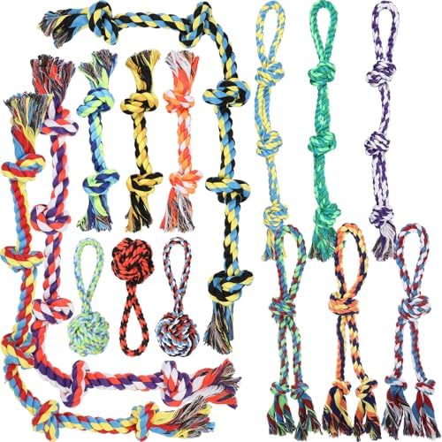 Wettarn 15 Pcs Dog Rope Toys for Medium Large Dogs, Heavy Duty Tug Toys