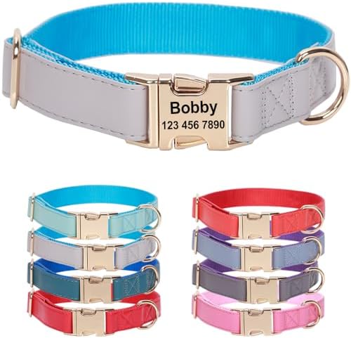 Microfiber Leather Nylon Personalized Dog Collars with Name