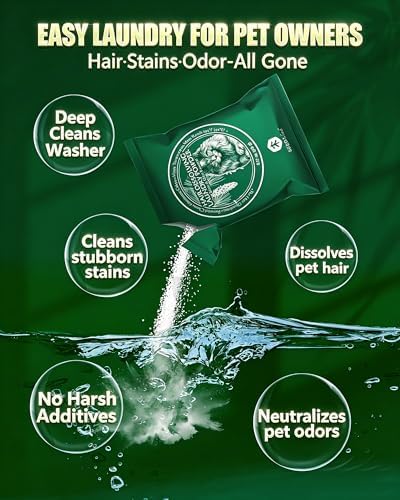 Pet Hair Remover for Laundry,Remove Dog & Cat Hair,Odor & Stains-2 Sachets