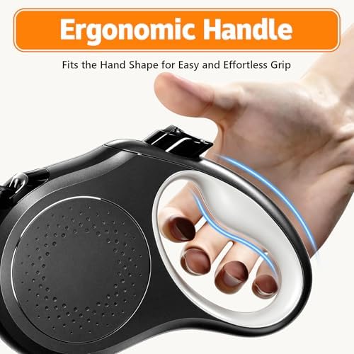 Retractable Dog Leash, 16 FT Strong Nylon Tape for Small and Medium Dogs up to 55 lbs, 360° Tangle-Free Design, One-Hand Brake & Lock with 3 Control Modes, Ergonomic Non-Slip Handle