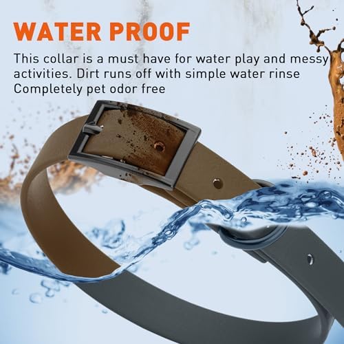 Dogline Biothane Waterproof Dog Collar Strong Coated Nylon Webbing with Black Hardware Odor- Proof for Easy Care Easy to Clean High Performance Fits Small Medium or Large Dogs, Dark Chocolate Brown