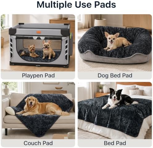 LOOBANI Dog Playpen Pads 41"x41",2 Packs, Dark Gray