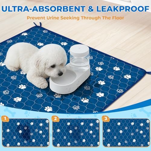 Fostanfly Washable Pee Pads for Dogs, Ultra-Absorbent, 2 Pack 36"x41" Blue