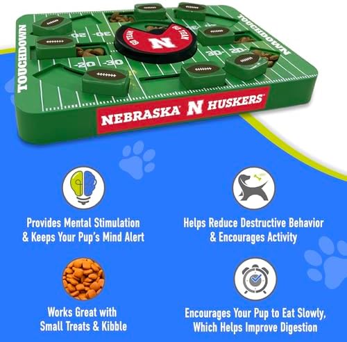 Pets First NCAA Nebraska Large Puzzle Toy - Interactive Treat Dispenser, Slow Feeder for Dogs, New Large Size