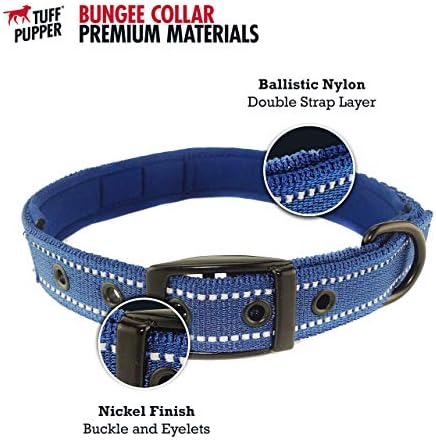 Tuff Pupper Heavy Duty Dog Collar with Handle | Ballistic Nylon Heavy Duty Collar | Padded Reflective Dog Collar with Adjustable Stainless Steel Hardware | Convenient Sizing for All Breeds