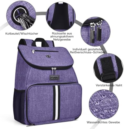 BAGLHER丨Dog Travel Bag, Airline Approved Pet Supplies Backpack, Dog Travel Backpack Accessories Set with 2 Silicone Collapsible Bowls and 2 Food Baskets. Purple