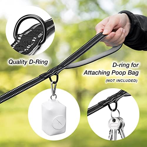PHOEPET 5 Feet Heavy Duty Dog Leash - Reflective - Soft Padded Handle