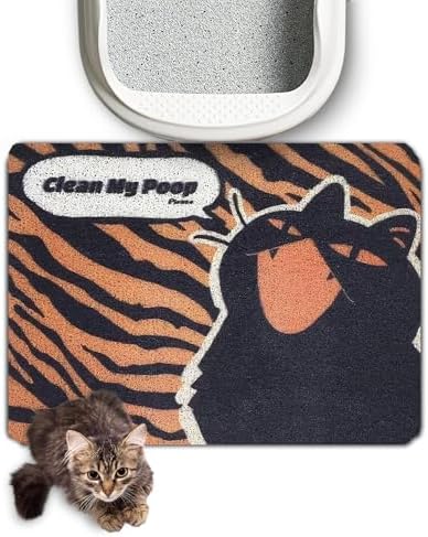 Lukamoo® Cute Cat Litter Mat (24’’x16’’), for Kitty Litter & Cat Litter Box, Independent Artist Designed (Roaring)