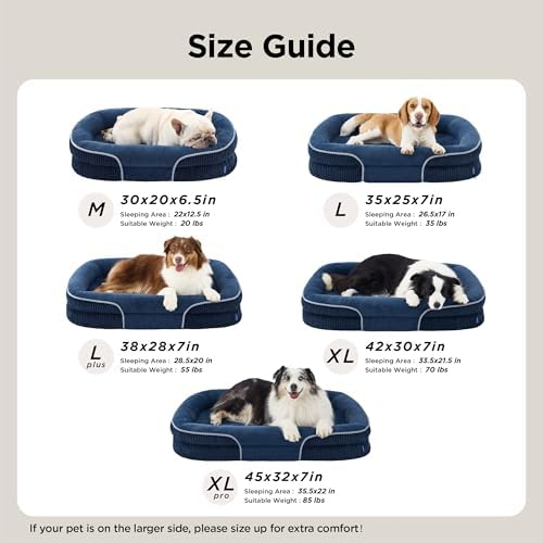 Bedsure 360°Oval Bolster Orthopedic Dog Beds Large Sized Dog,35" Blue